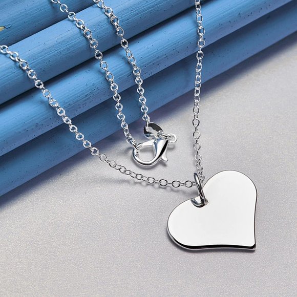 Fashion Jewelry Jewelry - Beautiful Heart Pendant On Dainty 18 Inch Long Chain .925 Solid Sterling Silver